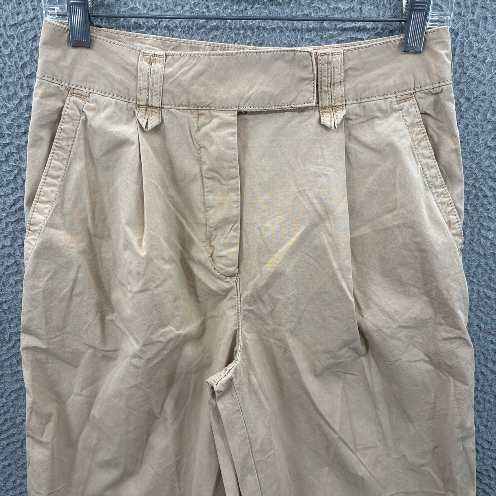 Anthropologie Pants Womens 0 Tall Khaki Tan‎ Pleated High Cuff Cotton Chino